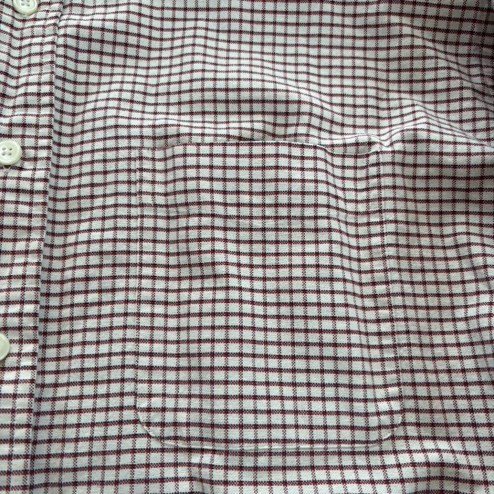 Vintage LL Bean Shirt Mens 17-35 Red Blue‎ Check Single Needle Tailoring Pocket